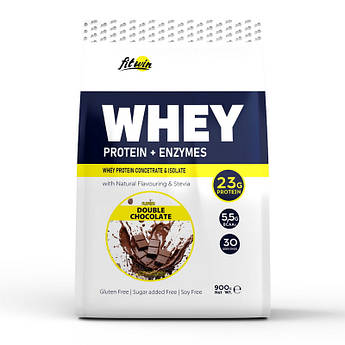 FitWin Whey Protein + Enzymes (900 g, double chocolate)