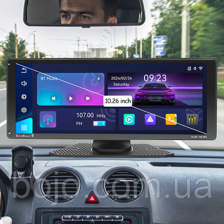 Автомобільна мультимедійна бездротова автомагнітола монітор 10.26ʼʼ CarPlay Android Auto (224), фото 1
