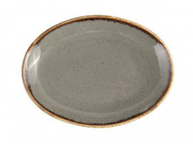 Тарілка дрібна порцелянова овальна Dark Grey Porland 360мм 112136/DG