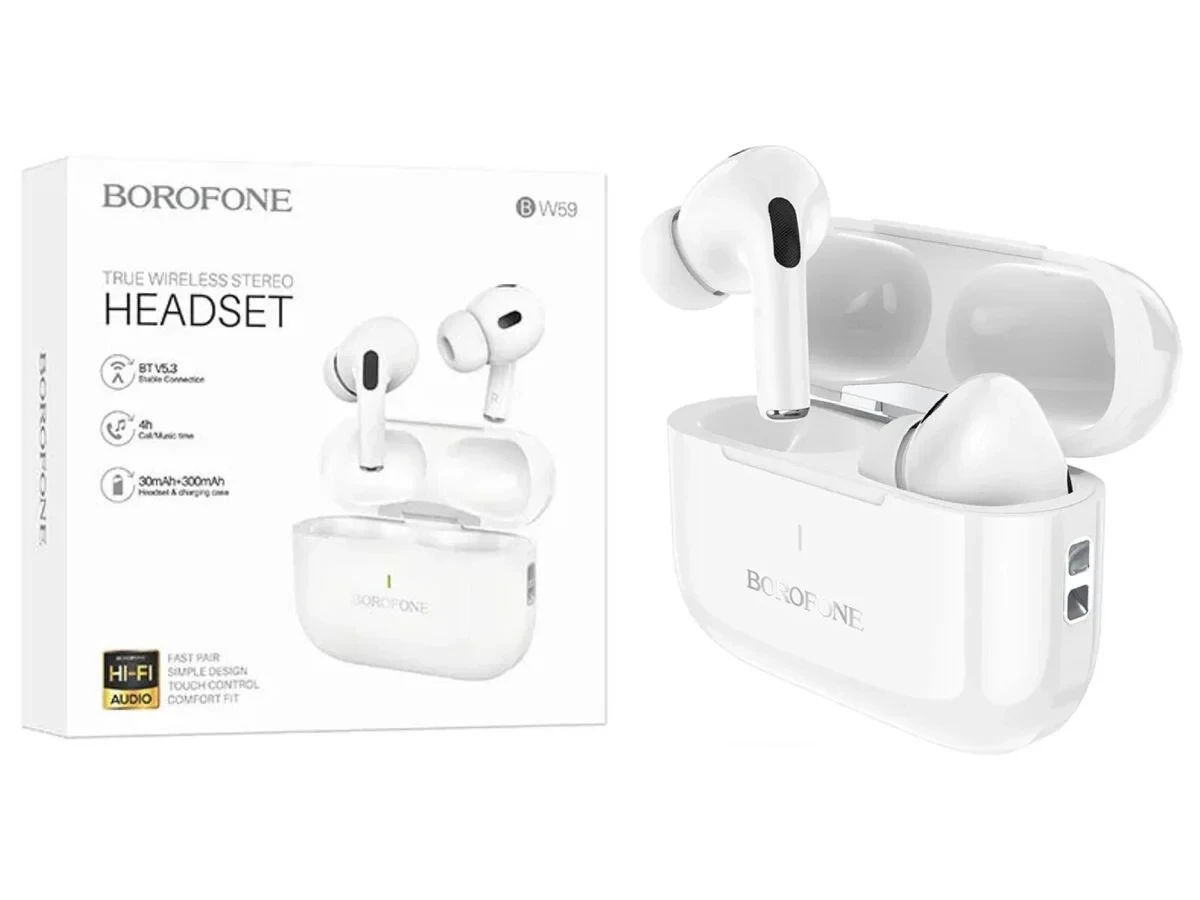Гарнітура Double з кейсом Bluetooth Borofone BW59 True 132шт 6668, фото 1