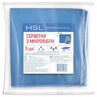 Серветки мікрофібра для скла 30*30см, 5шт/уп, HSL Professional, блакитні