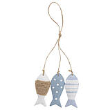 Підвісний декор "Три риби" Ручна різь для дерева,  ручний розпис, оригінальний орнамент. 28 см., фото 2