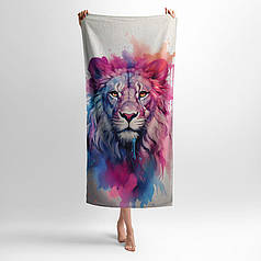Рушник з принтом «Рожевий лев. Pink lion. Аrt»