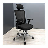 Офісне крісло сітчасте з підголівником Декарт Richman чорного кольору, фото 3