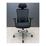 Офісне крісло сітчасте з підголівником Декарт Richman чорного кольору, фото 4