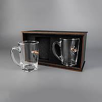 Чашки для чая и кофе стеклянные прозрачные набор 2 шт. с пулей в подарочной упаковке / Кружки в подарок