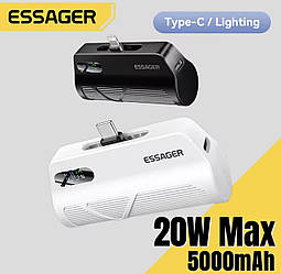 Акція! Павербанк Essager Mini Power Bank 20 Вт 5000 мА·год Type-C/Lighting.