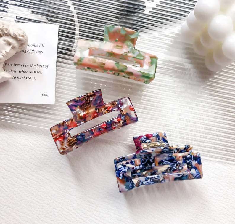 Набір 3 шт. Заколка крабік, великий затискач для волосся, 7 кольорів, фото 1