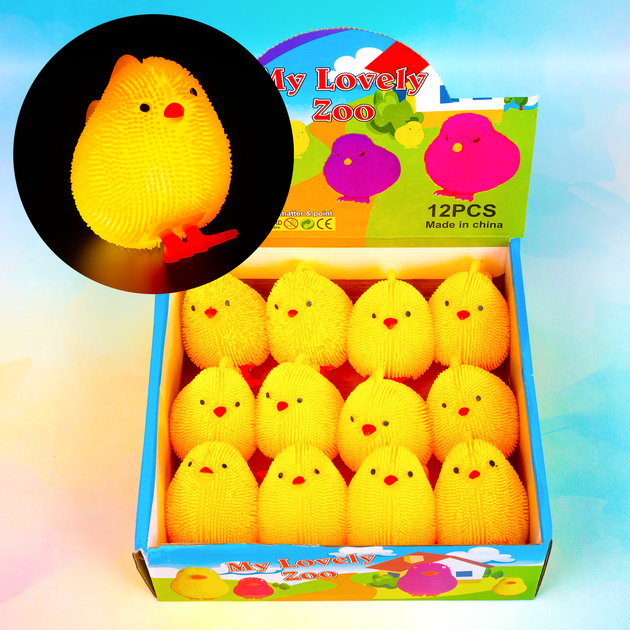 Сяючи силіконові антистрес їжачки Курчата, 9 см 12 шт в упаковці