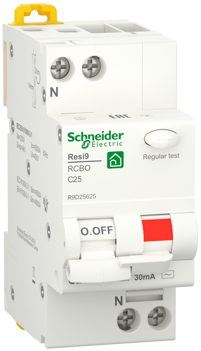 ДИФ АВТ RESI9 6kA 1P+N 25A C 30mA АC, Schneider Electric