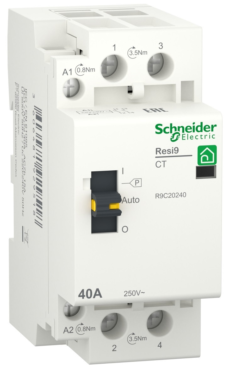КОНТАКТОР RESI9 1P+N 40A 2NO ~ 230 В/50 Гц, Schneider Electric