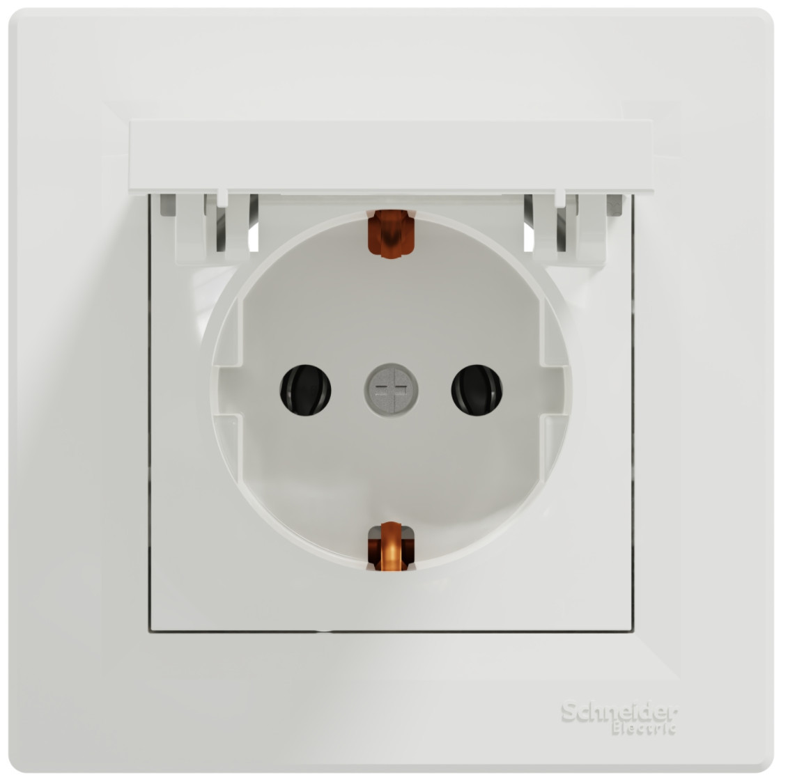 Розетка з з/к та кришкою біла ASFORA, SCHNEIDER ELECTRIC, фото 1
