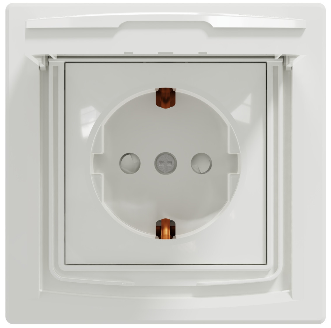 Розетка з кришкой з заземл. конт. з шторк. IP44, білий, Asfora, SCHNEIDER ELECTRIC
