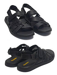 Чоловічі літні шкіряні сандалі 082 Black. Чоловічі шкіряні шльопанці, босоніжки чорні. Чоловіче взуття