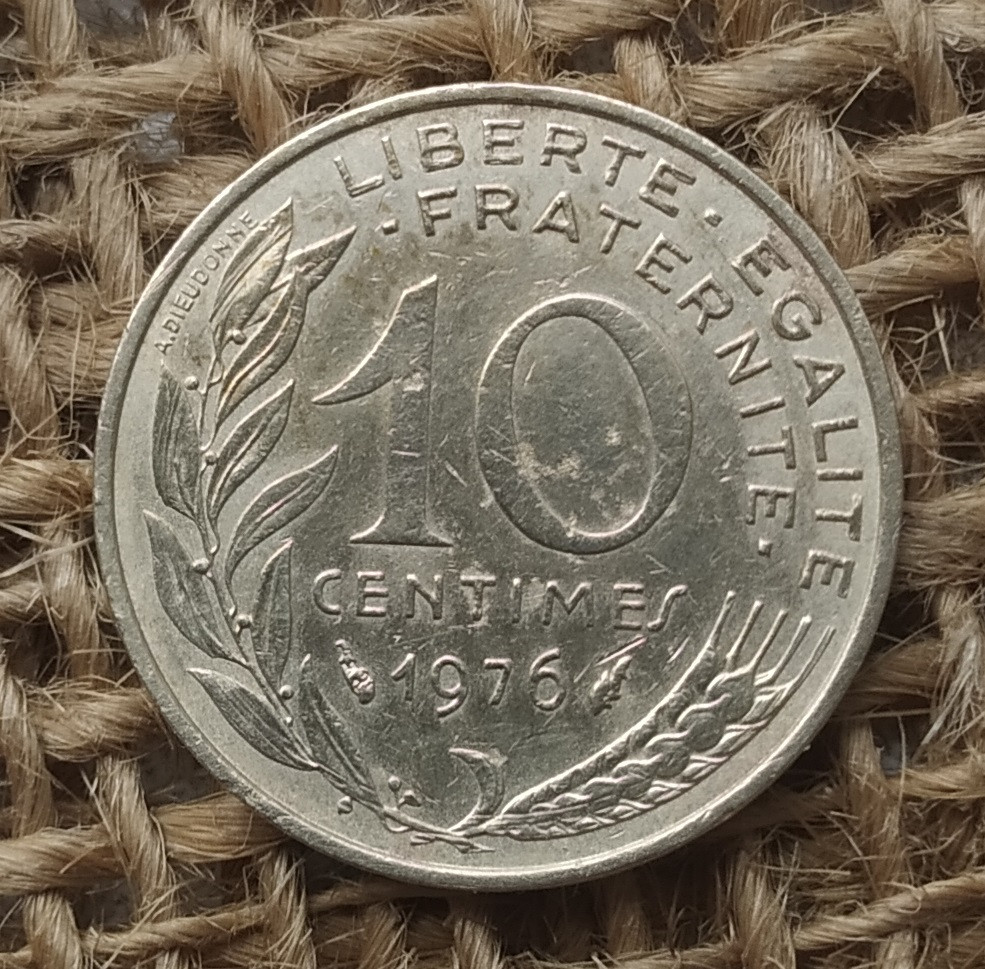 10 сантимiв 1976 року францiя