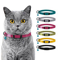 Ошейник для котов и кошек кожаный с колокольчиком розовый