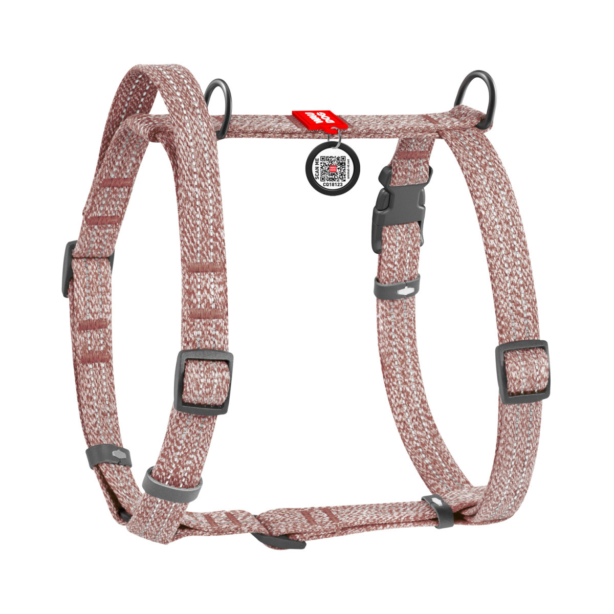 Шлея М 50-80 см анатомічна H-подібна WAUDOG Re-cotton з QR паспортом коричнева для собак, фото 1