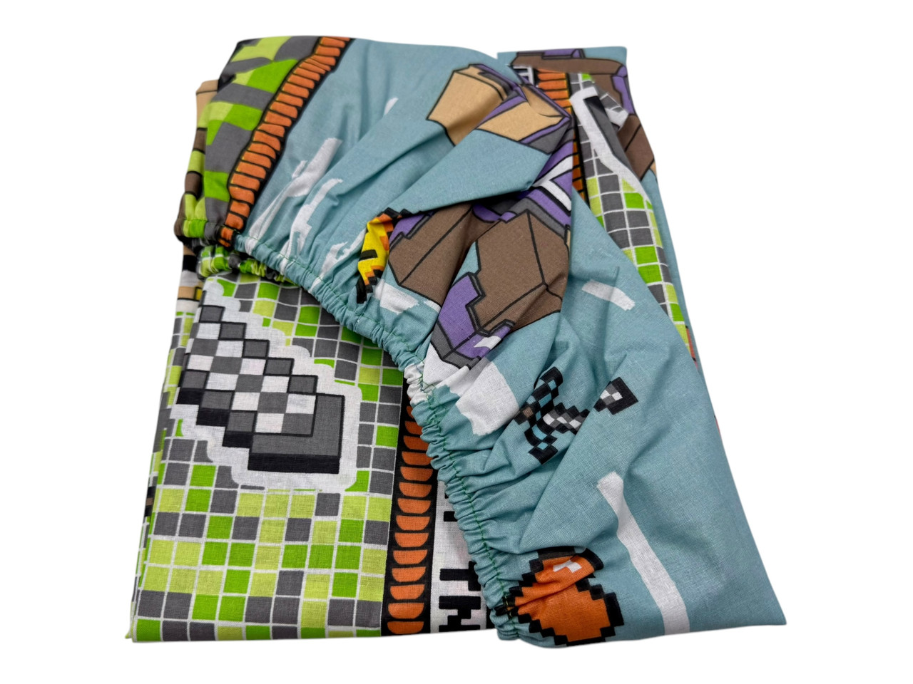 Простирадло на гумці односпальне "Minecraft" | Бязь 80х200 см, фото 1