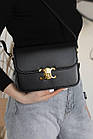 Жіноча сумка клатч Celine Селін натуральна шкіра чорний колір в золотій фурнітурі розкішна сумочка 22см, фото 3