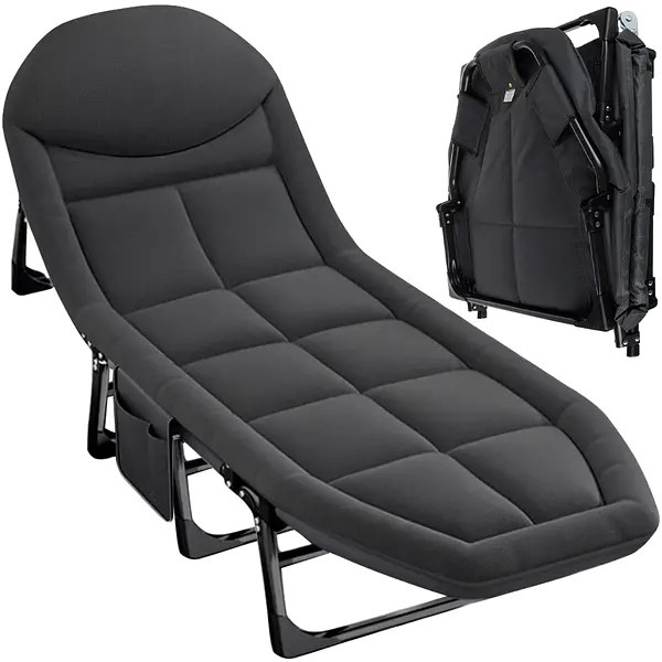 Кемпінгове ліжко Trizand 25380 200x65x30см 150кг Сіре розкладушка, фото 1