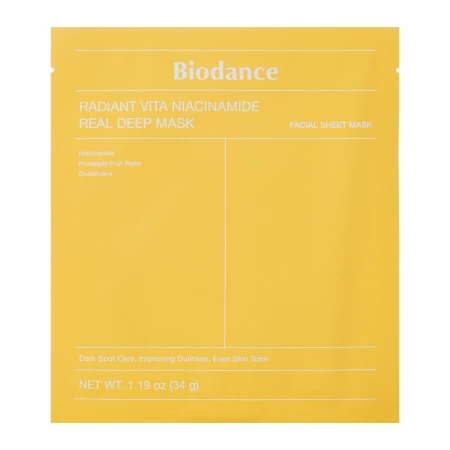 Освітлювальна гідрогелева маска для обличчя Biodance Radiant Vita Niacinamide Real Deep Mask 1 шт