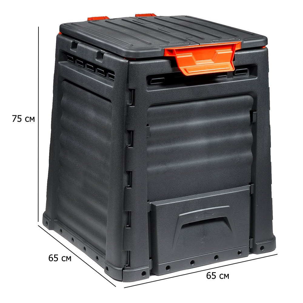 Компостер садовий пластиковий 320 л E-Composter 65 см чорний із кришкою