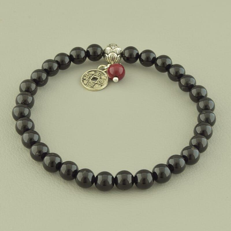 Браслет із натурального каменю Турмалін чорний 19 см, фото 1