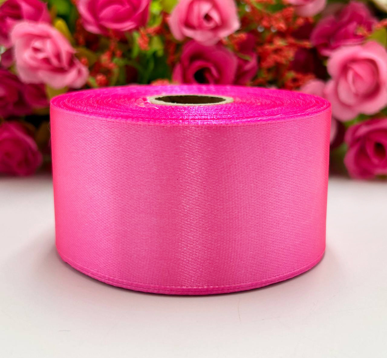 Атласна стрічка для рукоділля - 4 см x 23 м / Малиновий, фото 1