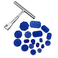 Набір для ремонту автомобільних вм'ятин без фарбування T-подібного знімач та 18 насадок  Синій