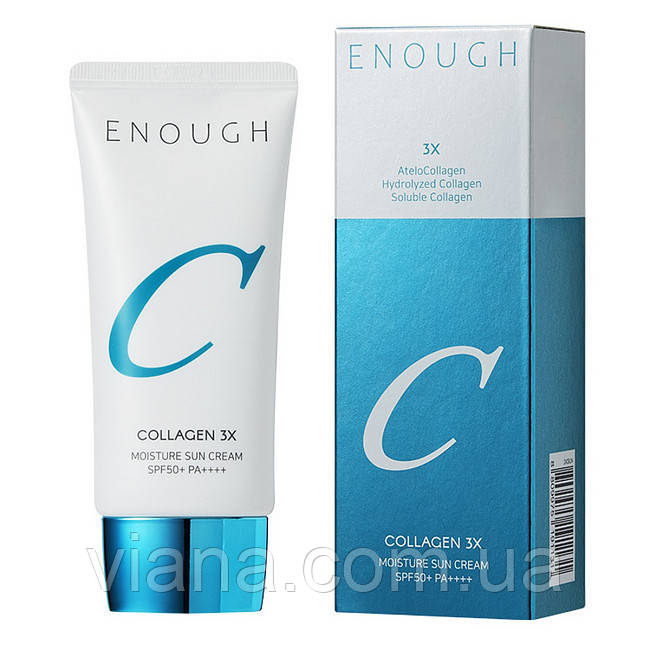 Сонцезахисний крем з потрійним колагеном Enough Collagen 3X Moisture Sun Cream SPF50+ РА++++