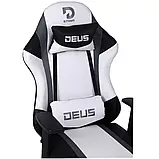 Комп'ютерне крісло DEUS Storm White ЧОРНО-БІЛЕ (екошкіра преміум-класу + вставки з екокарбону), фото 4