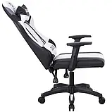 Комп'ютерне крісло DEUS Storm White ЧОРНО-БІЛЕ (екошкіра преміум-класу + вставки з екокарбону), фото 2