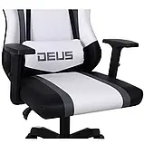 Комп'ютерне крісло DEUS Storm White ЧОРНО-БІЛЕ (екошкіра преміум-класу + вставки з екокарбону), фото 6
