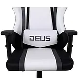 Комп'ютерне крісло DEUS Storm White ЧОРНО-БІЛЕ (екошкіра преміум-класу + вставки з екокарбону), фото 7