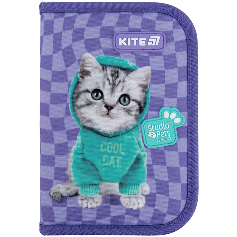 Пенал без наповнення Kite Studio Pets SP25-622-2, 1 відділення, 2 закоти  20,5х14х4  фіолетовий