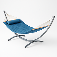 Стійка для гамака + Двомісний гамак SOFT блакитний XXL 200x140 з планками