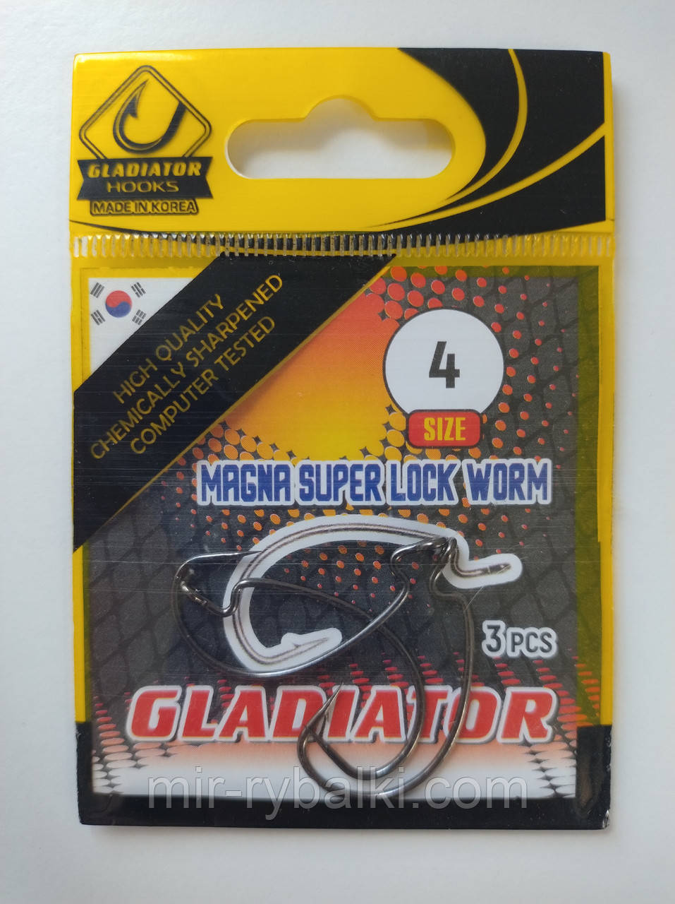Гачки Gladiator Magna Super Lock Worm №4 - 3 шт., фото 1