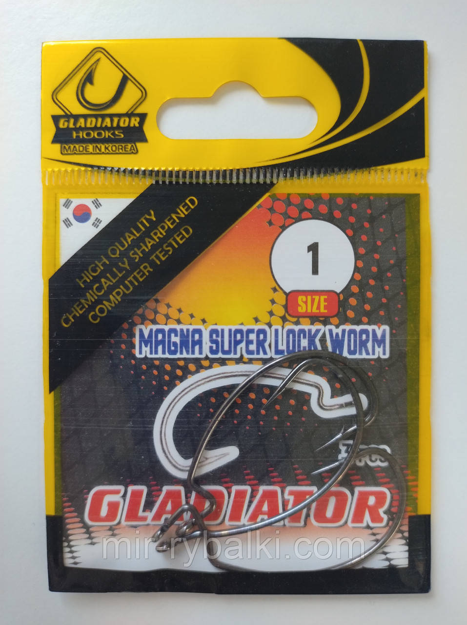 Гачки Gladiator Magna Super Lock Worm №1 - 3 шт., фото 1