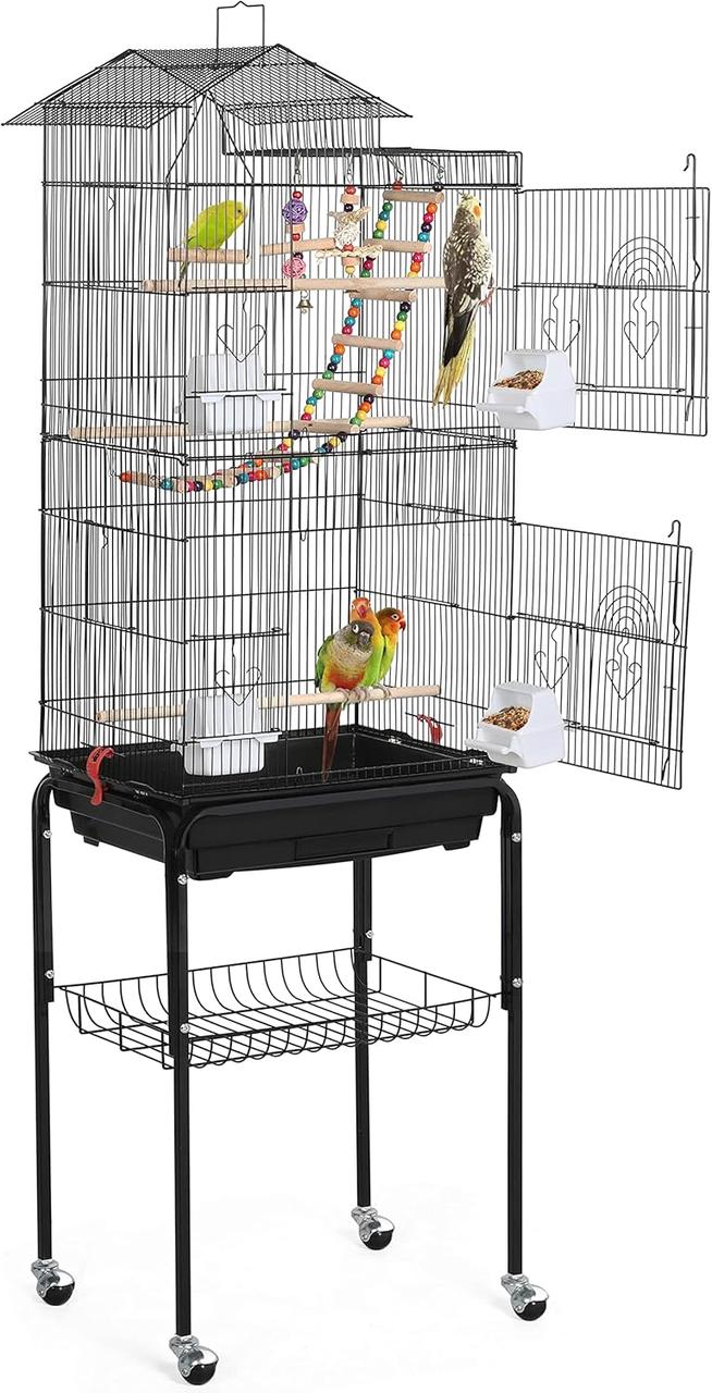 Металева клітка Bird Cage для невеликих папуг і канарок із підставкою й аксесуарами