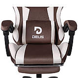 Комп'ютерне крісло із велюрової тканини + Підніжка + 2 подушки DEUS INFERNO Brown КОРИЧНЕВЕ, фото 8