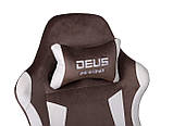 Комп'ютерне крісло із велюрової тканини + Підніжка + 2 подушки DEUS INFERNO Brown КОРИЧНЕВЕ, фото 6