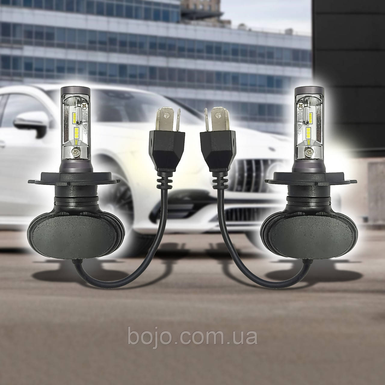 Світлодіодні автомобільні LED лампа H4 6000K 4000Lm із вбудованим радіатором