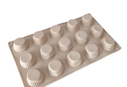 Силіконова форма для мафінів міні рельєфна, 15 шт