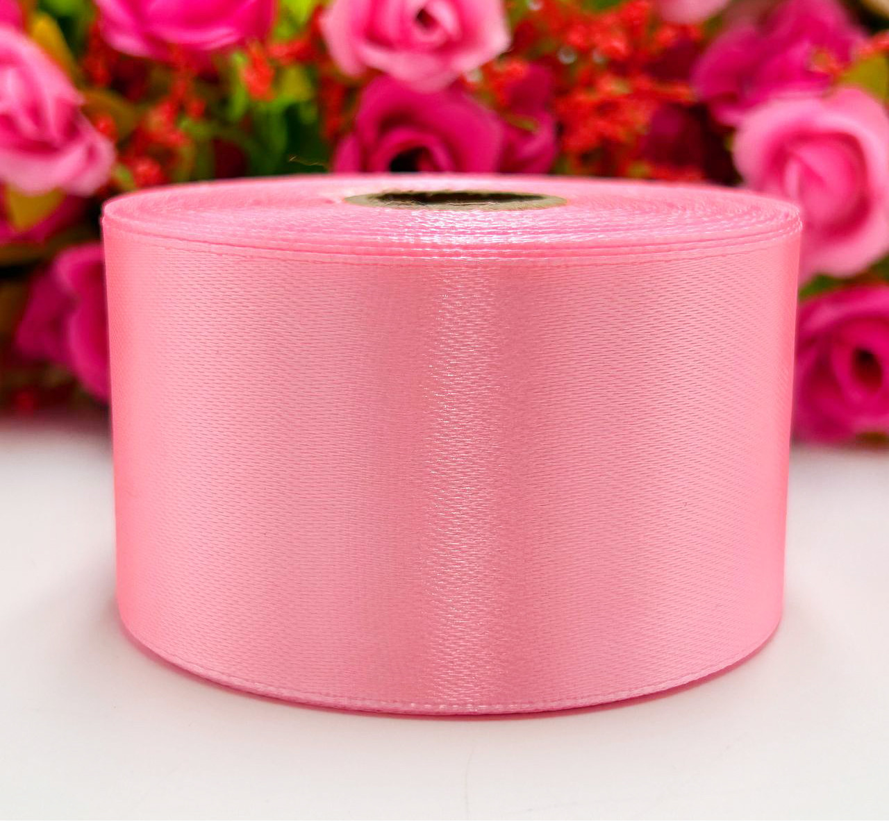 Атласна стрічка для рукоділля - 4 см x 23 м  / Рожевий персик, фото 1