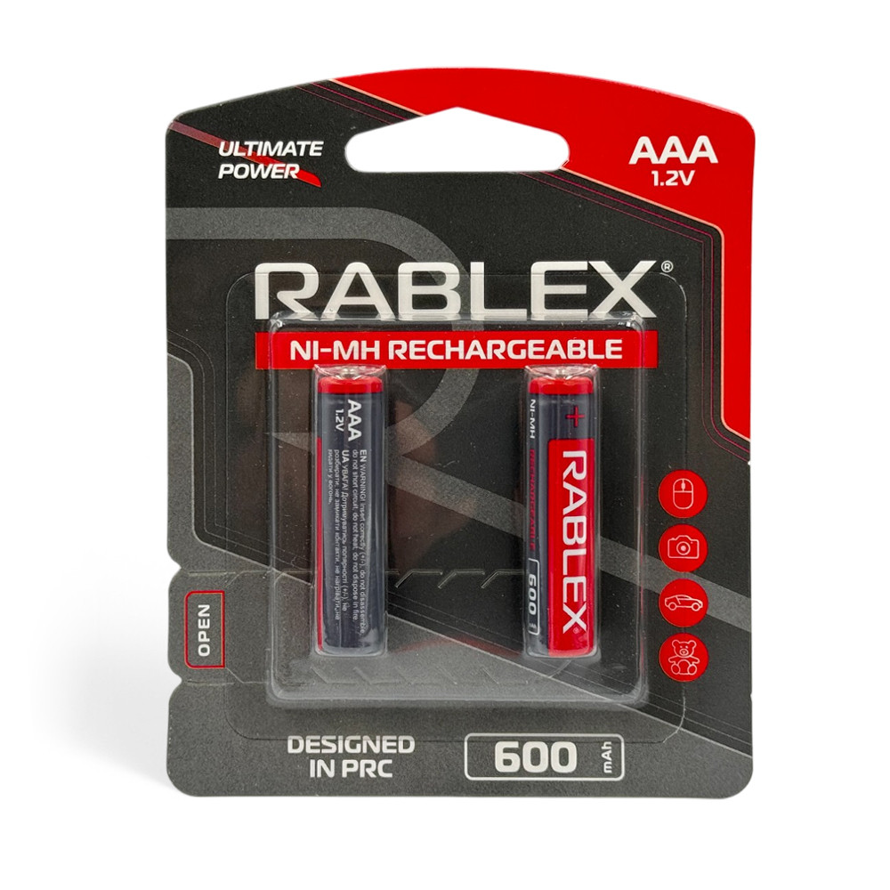 Акумулятори AAA (HR03) Rablex 600mAh (1.2v) 2шт., фото 1