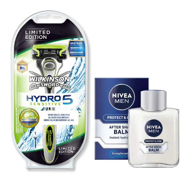 Станок Wilkinson Sword Hydro 5 Sensitive Limited Edition + Бальзам Nivea Men Protect & Care 100 мл
