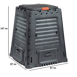 Контейнер для компосту 650 л Mega composter 87 см чорний пластиковий із кришкою