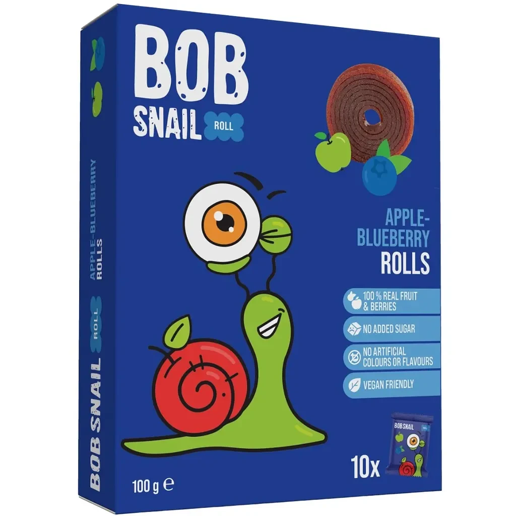 Натуральні Яблучно-чорничні Цукерки ТМ BOB SNAIL 10 г пастила без цукру Равлик Боб