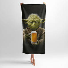 Рушник з принтом «Майстер Йода з пивом. Зоряні війни. Master Yoda. Star wars»