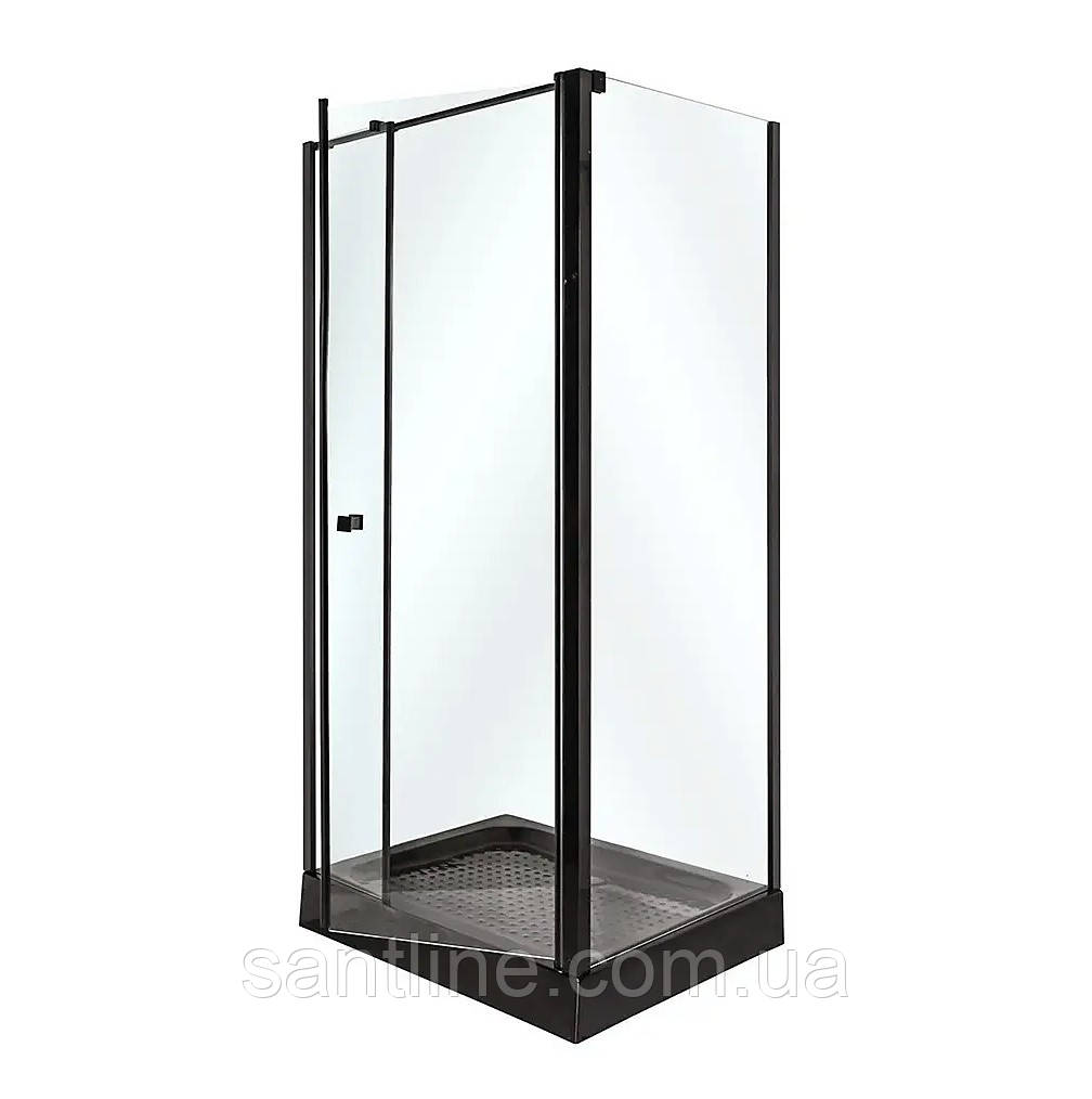 Душова кабіна 100x80x210 см INSANA Riccarda прямокутна низький чорний піддон ропашні двері, фото 1